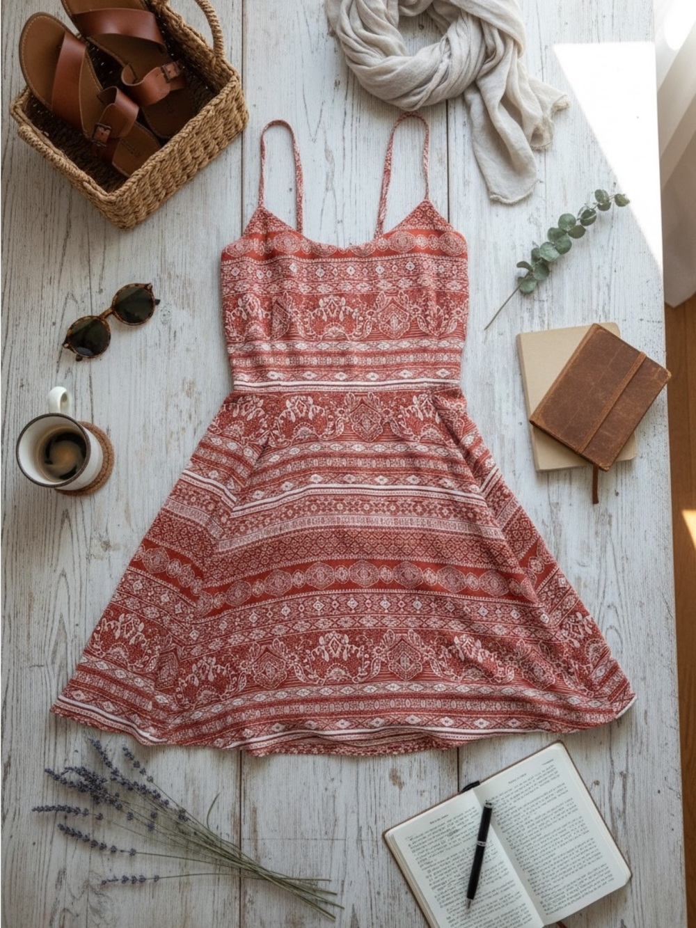 Forever 21 Rust Red Printed Mini Dress